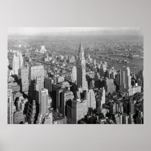 Black White New York City Panorama Artwork Poster (Voorkant)