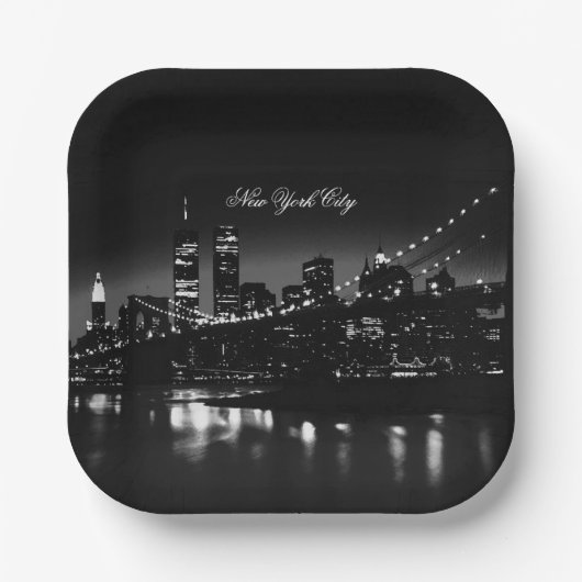 Black & White New York City Papieren Bordje (Voorkant)