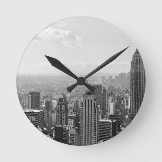 Black & White New York City Ronde Klok (Voorkant)