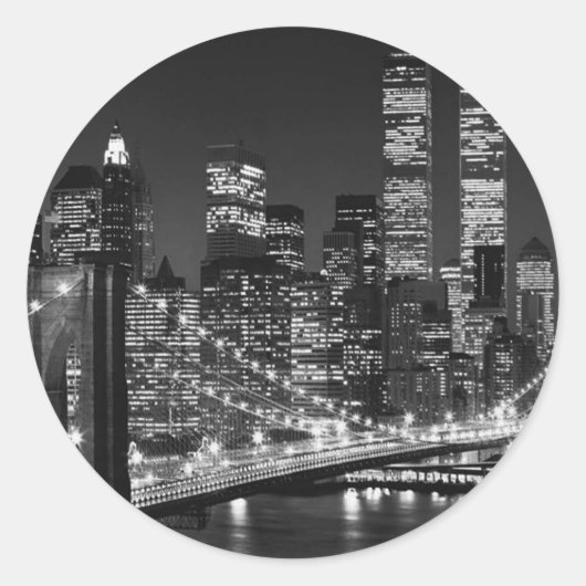 Black & White New York City Ronde Sticker (Voorkant)