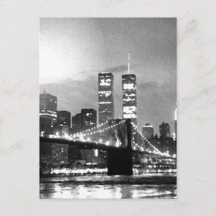 Black & White New York City 's nachts Briefkaart