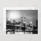 Black & White New York City 's nachts Briefkaart (Voorkant / Achterkant)