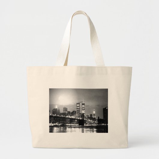Black & White New York City 's nachts Grote Tote Bag (Voorkant)