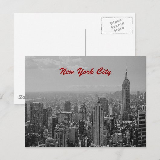 Black & White New York City Script Post Kaart (Voorkant / Achterkant)