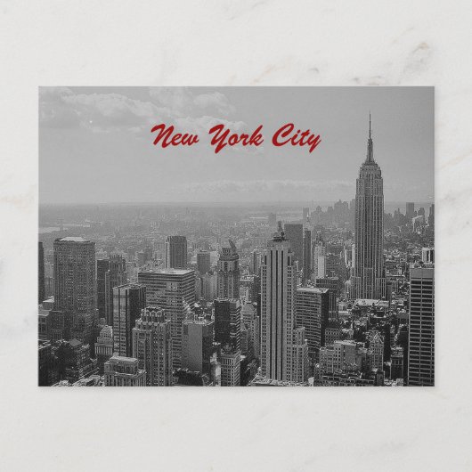 Black & White New York City Script Post Kaart (Voorkant)