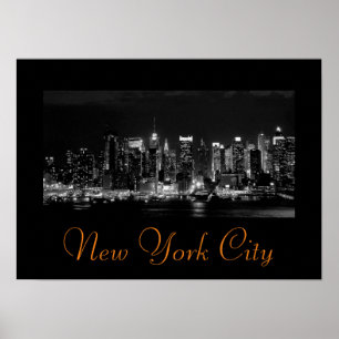 Black White  New York City Script Poster