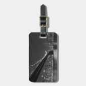 Black White New York City Skyline Bagagelabel (Voorkant verticaal)