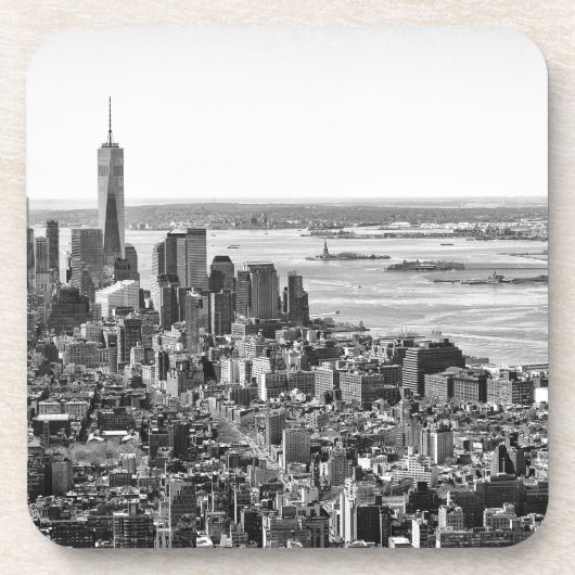 Black White New York City Skyline Bier Onderzetter (Voorkant)