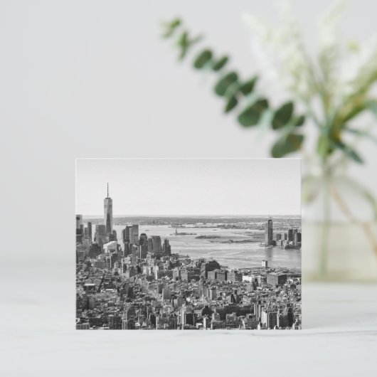 Black White New York City Skyline Briefkaart (Staand voorkant)