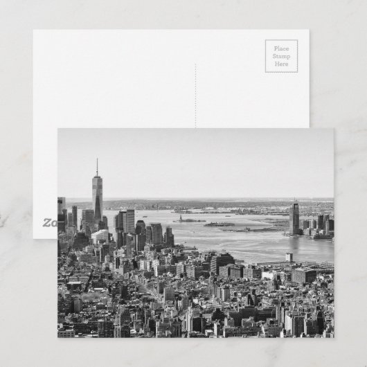 Black White New York City Skyline Briefkaart (Voorkant / Achterkant)