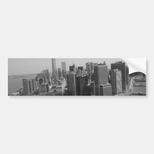 Black White New York City Skyline Bumpersticker (Voorkant)