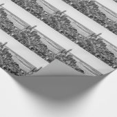 Black White New York City Skyline Cadeaupapier (Hoek)