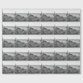 Black White New York City Skyline Cadeaupapier (Vlak)