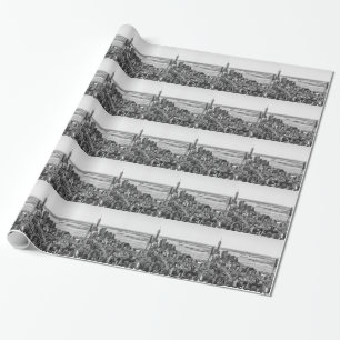 Black White New York City Skyline Cadeaupapier