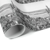 Black White New York City Skyline Cadeaupapier (Rol Hoek)