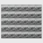 Black White New York City Skyline Cadeaupapier (Vlak)