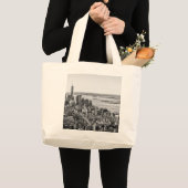 Black White New York City Skyline Grote Tote Bag (Voorkant (product))