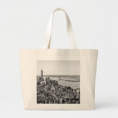 Black White New York City Skyline Grote Tote Bag (Voorkant)