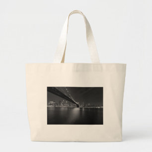 Black White New York City Skyline Grote Tote Bag