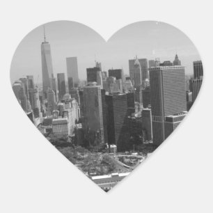 Black White New York City Skyline Hart Sticker