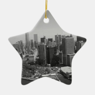 Black White New York City Skyline Keramisch Ornament