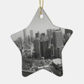 Black White New York City Skyline Keramisch Ornament (Links)