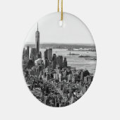 Black White New York City Skyline Keramisch Ornament (Rechts)