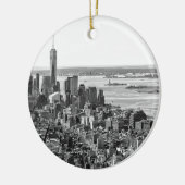 Black White New York City Skyline Keramisch Ornament (Links)