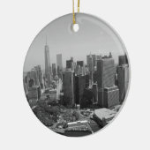 Black White New York City Skyline Keramisch Ornament (Links)