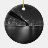 Black White New York City Skyline Keramisch Ornament (Achterkant)