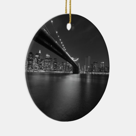Black White New York City Skyline Keramisch Ornament (Rechts)