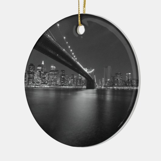 Black White New York City Skyline Keramisch Ornament (Links)
