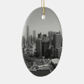 Black White New York City Skyline Keramisch Ornament (Rechts)