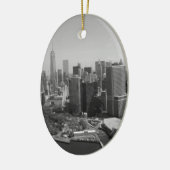 Black White New York City Skyline Keramisch Ornament (Links)