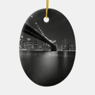 Black White New York City Skyline Keramisch Ornament