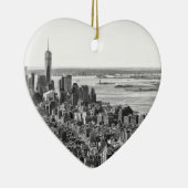 Black White New York City Skyline Keramisch Ornament (Rechts)