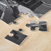 Black White New York City Skyline Legpuzzel (Zijkant)