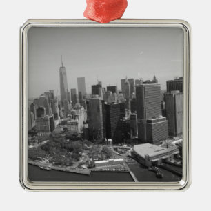 Black White New York City Skyline Metalen Ornament