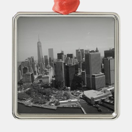 Black White New York City Skyline Metalen Ornament (Voorkant)