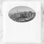 Black White New York City Skyline Ovale Sticker (Tas)