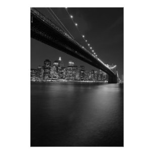 Black White New York City Skyline Perfect Poster