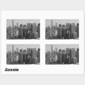 Black White New York City Skyline Rechthoekige Sticker (Vel)