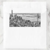 Black White New York City Skyline Rechthoekige Sticker (Tas)