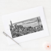 Black White New York City Skyline Rechthoekige Sticker (Envelop)