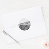 Black White New York City Skyline Ronde Sticker (Envelop)