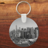Black White New York City Skyline Sleutelhanger (Voorkant)