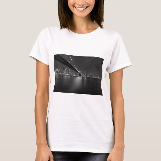 Black White New York City Skyline T-shirt (Voorkant)