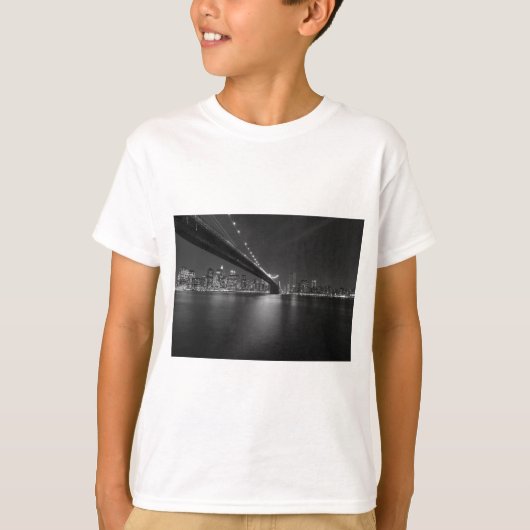 Black White New York City Skyline T-shirt (Voorkant)