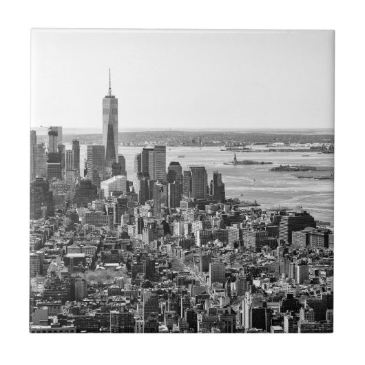 Black White New York City Skyline Tegeltje (Voorkant)