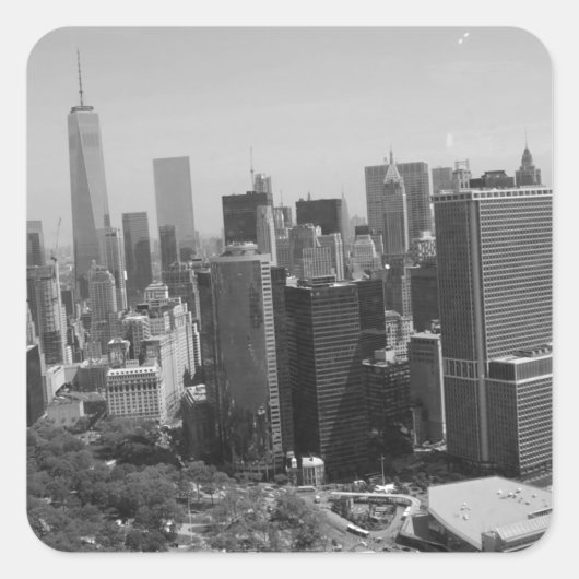 Black White New York City Skyline Vierkante Sticker (Voorkant)